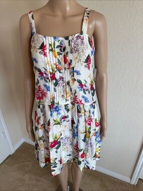 New Taylor White Floral Mini Dress with Multicolor Blooms Size 8